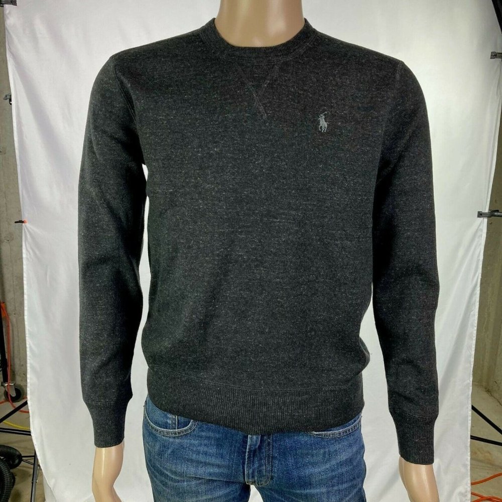Polo Ralph Lauren Men’s Small Black Crew Fleece Pullover Sweatshirt Sweater NEW - Picture 5 of 7